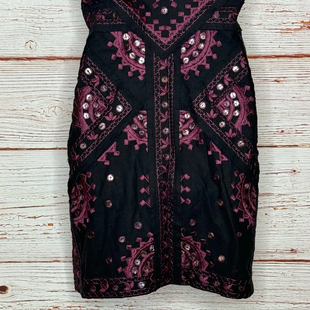 NWT Free People Black Magic Embroidered Sheath Dress Sz 10
